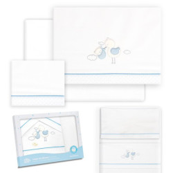 JUEGO SABANAS MINICUNA INTERBABY 04338 CIGÜEÑA OSO