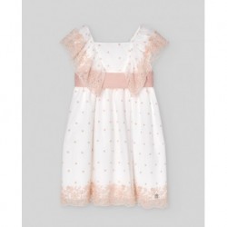 VESTIDO CEREMONIA PAZ RODRIGUEZ 004-152429 BEIGE/ROSA PALO