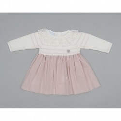 VESTIDO CEREMONIA GRANLEI 224-128 BEIGE-ROSA